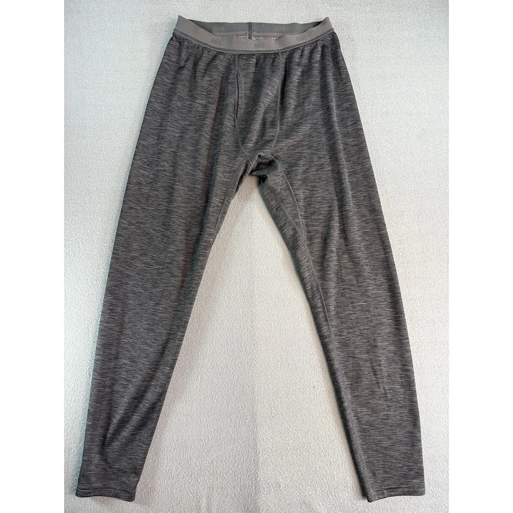 REI Co-op Long Johns Mens Medium Gray Thermal Fleece Base Layer Underwear